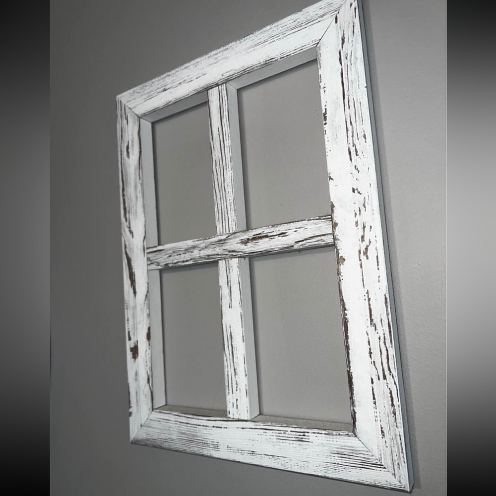 Set Of 2 - Distressed White Windowpane
Farmhouse Wall Decor